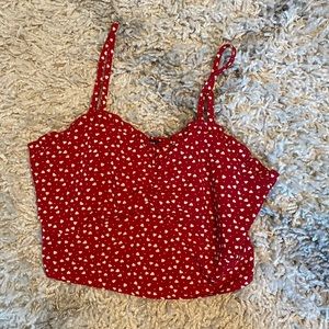 Heart shaped design red tank top, size M